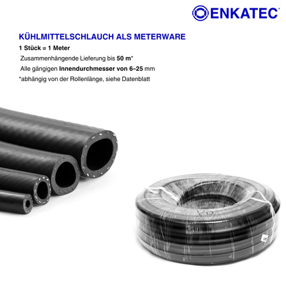 ENKATEC® EPDM Kühlmittelschlauch 1m Kühlwasserschlauch Kühlerschlauch ID 6-25mm