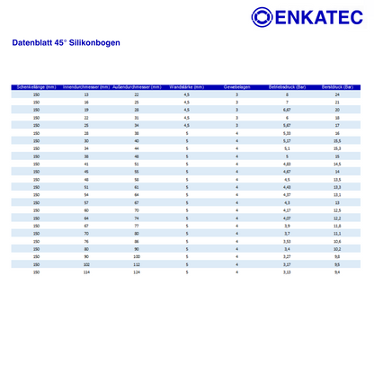 ENKATEC® 45° Silikonbogen Silikonschlauch Ladeluftschlauch Turboschlauch ID 13-114mm