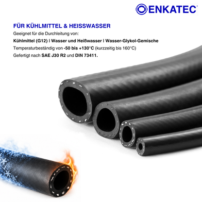 ENKATEC® EPDM Kühlmittelschlauch 1m Kühlwasserschlauch Kühlerschlauch ID 6-25mm